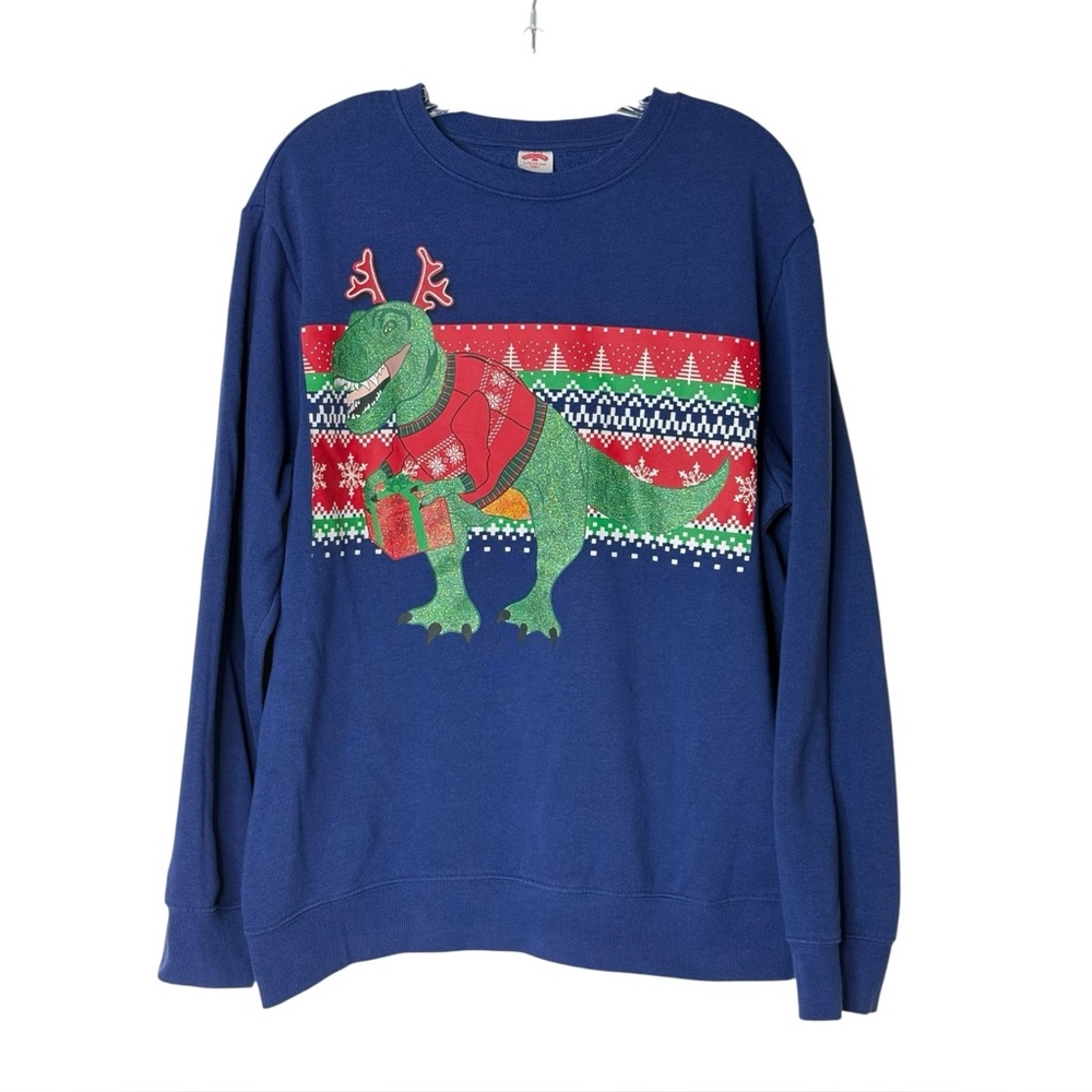 Holiday Time Dinosaur Ugly‎ Christmas Sweatshirt Men's Large 42-44